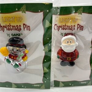 GANZ Lighted Snowman and Lighted Santa pins.